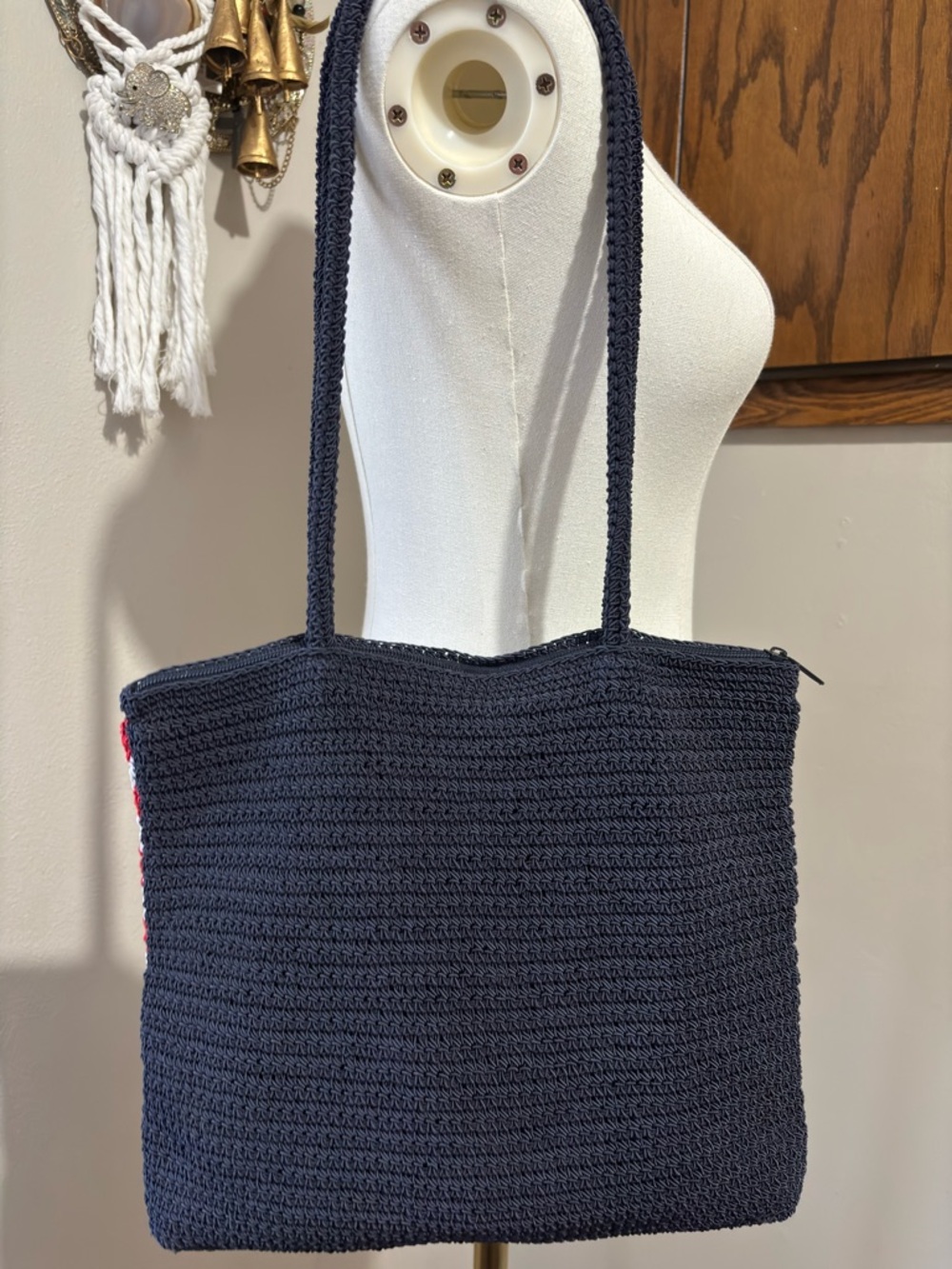 Source Unknown Red White Blue Crochet Flag Tote - Picture 4 of 7